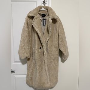 NEW Boohoo Oversized Teddy Faux Fur Coat-Women’s 4 - Cream